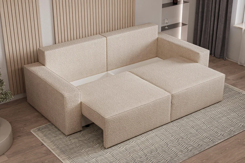 Schlafsofa – Brazil – 248 cm mit Bettkasten & Bouclé-Bezug
