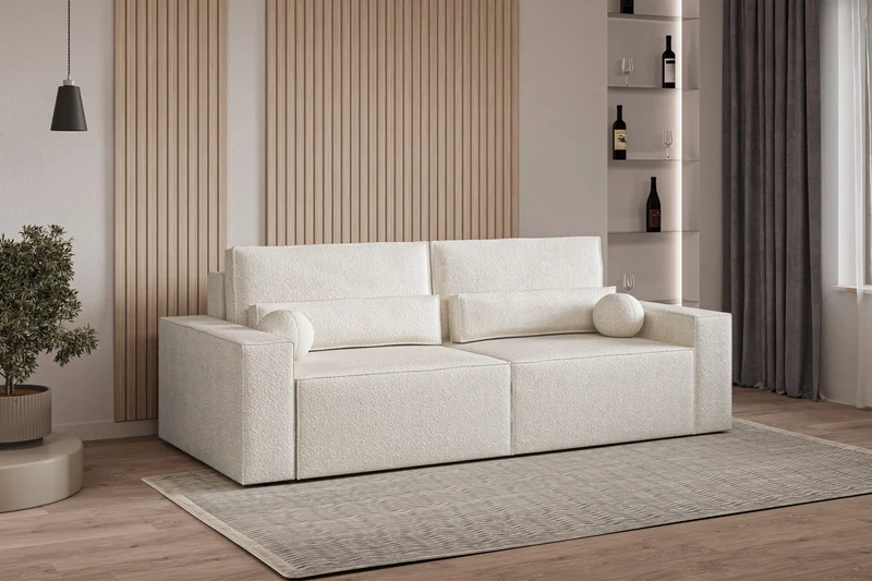 Schlafsofa – Brazil – 248 cm mit Bettkasten & Bouclé-Bezug