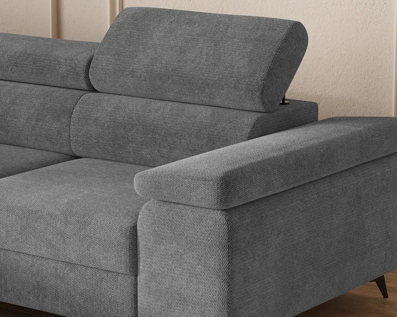 Ecksofa – Ostin – 290 cm mit Bettkasten & verstellbaren Kopfstützen