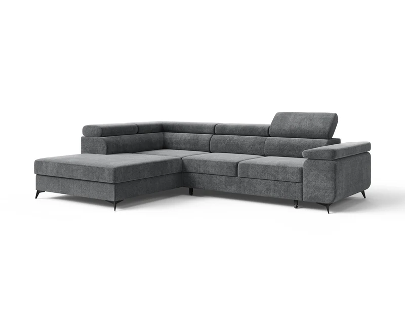 Ecksofa – Ostin – 290 cm mit Bettkasten & verstellbaren Kopfstützen