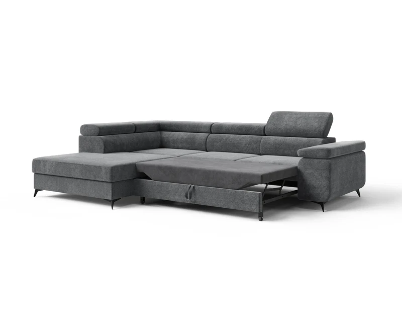 Ecksofa – Ostin – 290 cm mit Bettkasten & verstellbaren Kopfstützen