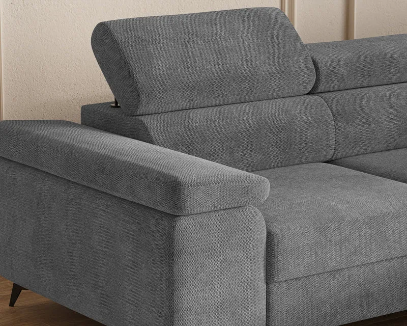 Ecksofa – Ostin – 290 cm mit Bettkasten & verstellbaren Kopfstützen