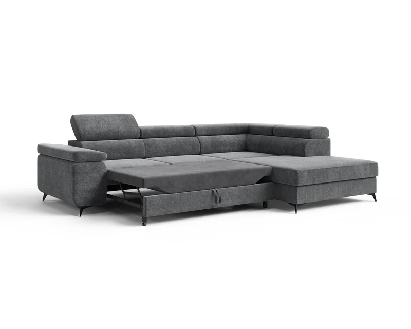 Ecksofa – Ostin – 290 cm mit Bettkasten & verstellbaren Kopfstützen