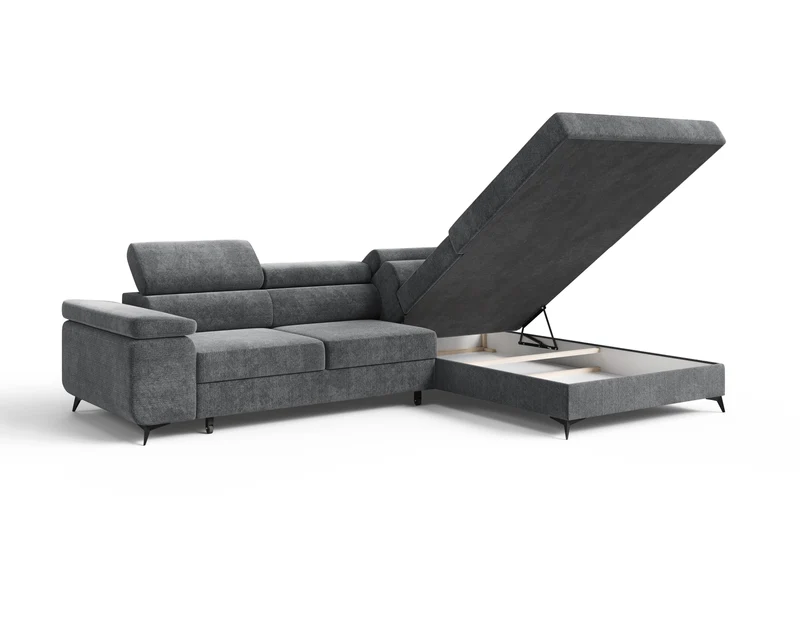 Ecksofa – Ostin – 290 cm mit Bettkasten & verstellbaren Kopfstützen