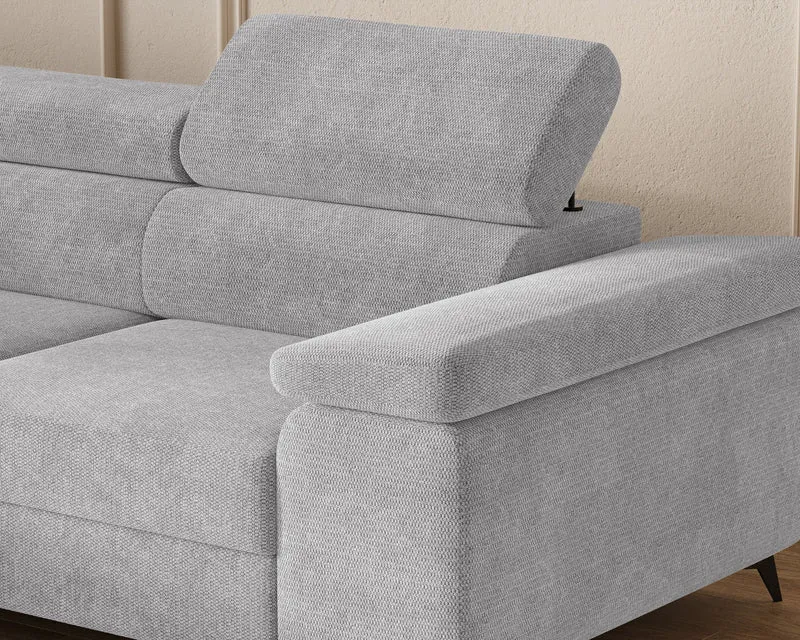Ecksofa – Ostin – 290 cm mit Bettkasten & verstellbaren Kopfstützen