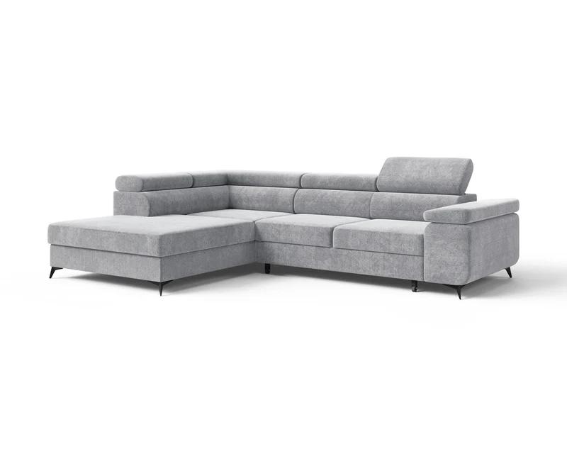 Ecksofa – Ostin – 290 cm mit Bettkasten & verstellbaren Kopfstützen