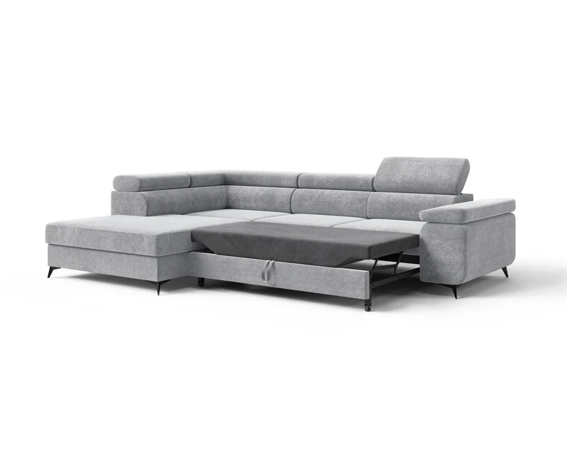 Ecksofa – Ostin – 290 cm mit Bettkasten & verstellbaren Kopfstützen