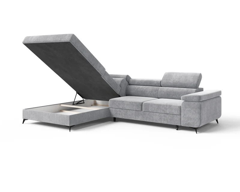 Ecksofa – Ostin – 290 cm mit Bettkasten & verstellbaren Kopfstützen