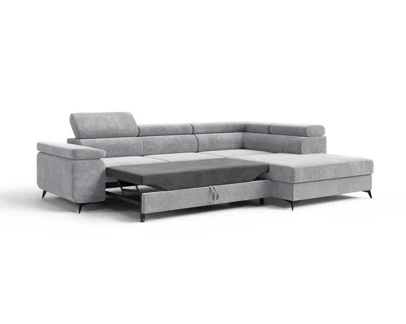 Ecksofa – Ostin – 290 cm mit Bettkasten & verstellbaren Kopfstützen