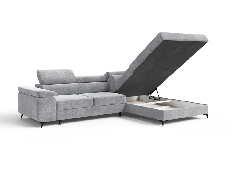 Ecksofa – Ostin – 290 cm mit Bettkasten & verstellbaren Kopfstützen