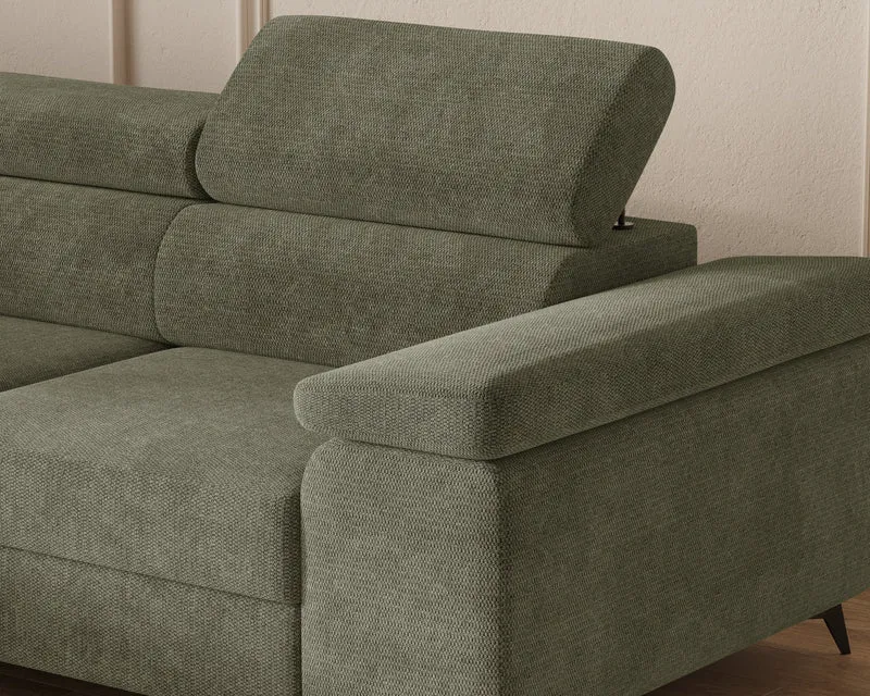 Ecksofa – Ostin – 290 cm mit Bettkasten & verstellbaren Kopfstützen