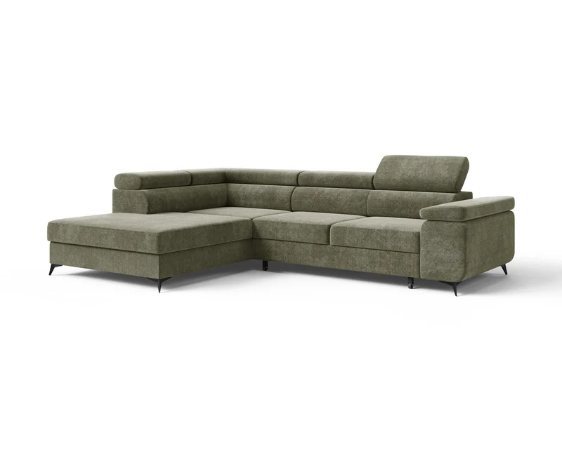 Ecksofa – Ostin – 290 cm mit Bettkasten & verstellbaren Kopfstützen