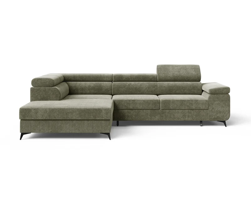 Ecksofa – Ostin – 290 cm mit Bettkasten & verstellbaren Kopfstützen