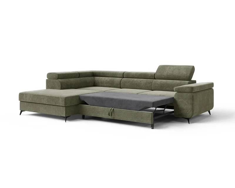 Ecksofa – Ostin – 290 cm mit Bettkasten & verstellbaren Kopfstützen
