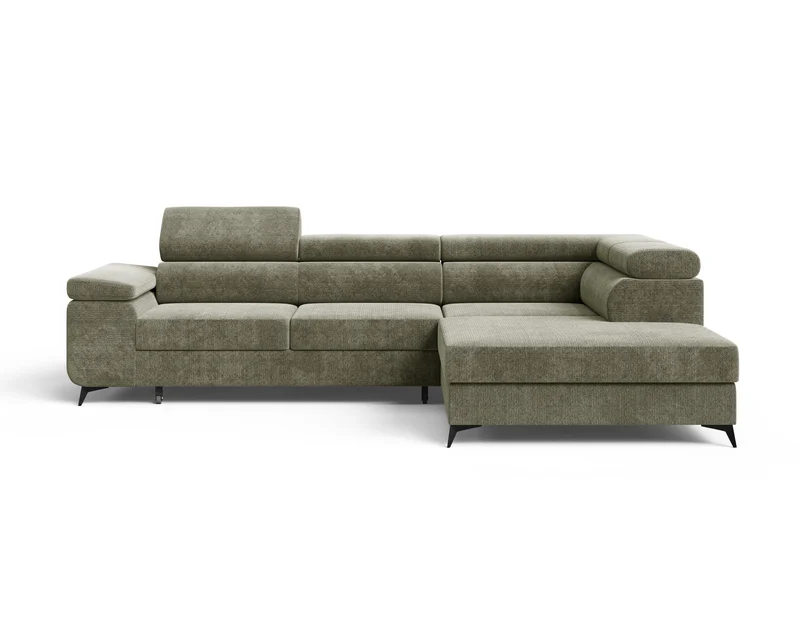 Ecksofa – Ostin – 290 cm mit Bettkasten & verstellbaren Kopfstützen