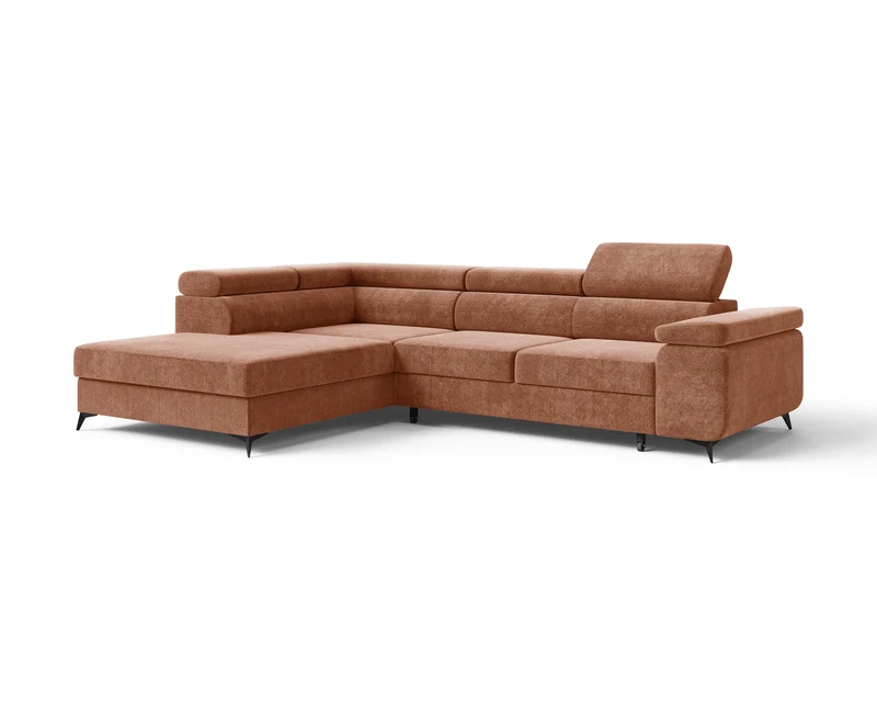 Ecksofa – Ostin – 290 cm mit Bettkasten & verstellbaren Kopfstützen