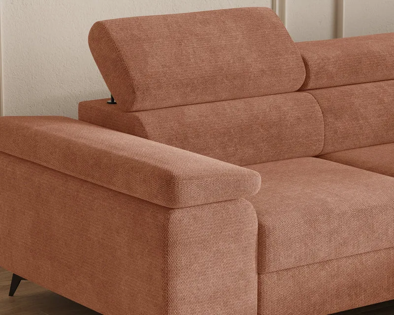 Ecksofa – Ostin – 290 cm mit Bettkasten & verstellbaren Kopfstützen
