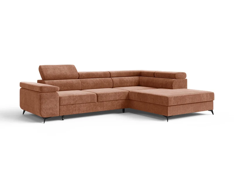 Ecksofa – Ostin – 290 cm mit Bettkasten & verstellbaren Kopfstützen