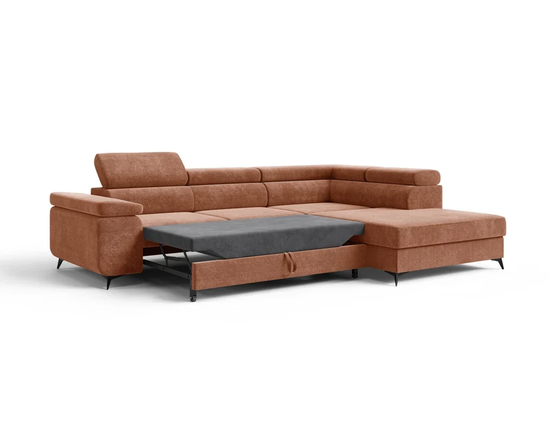 Ecksofa – Ostin – 290 cm mit Bettkasten & verstellbaren Kopfstützen