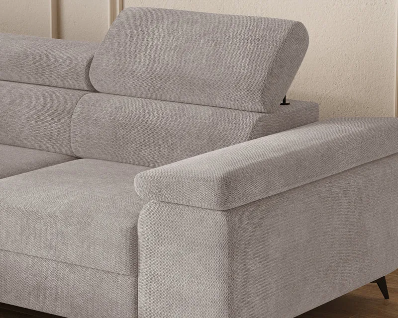 Ecksofa – Ostin – 290 cm mit Bettkasten & verstellbaren Kopfstützen