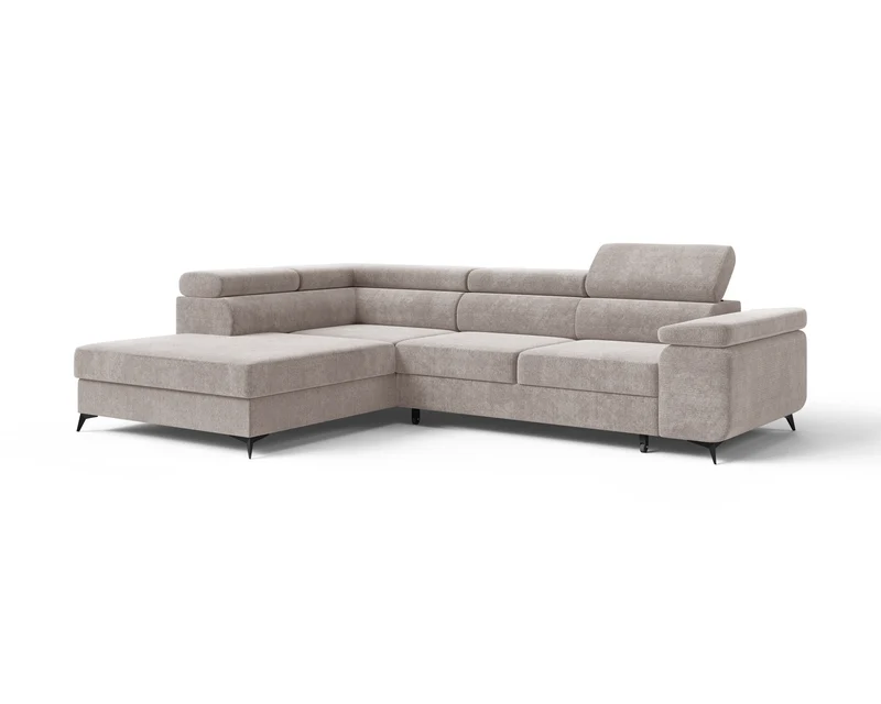 Ecksofa – Ostin – 290 cm mit Bettkasten & verstellbaren Kopfstützen