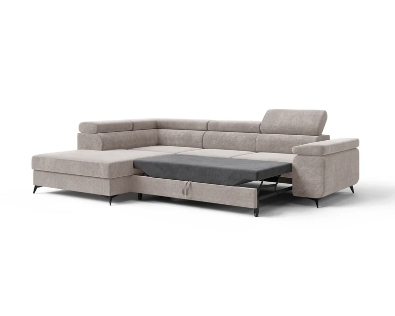 Ecksofa – Ostin – 290 cm mit Bettkasten & verstellbaren Kopfstützen