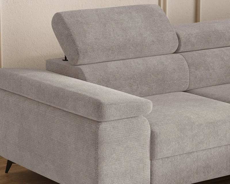 Ecksofa – Ostin – 290 cm mit Bettkasten & verstellbaren Kopfstützen