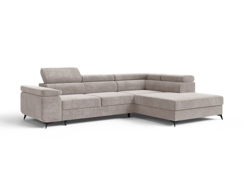 Ecksofa – Ostin – 290 cm mit Bettkasten & verstellbaren Kopfstützen