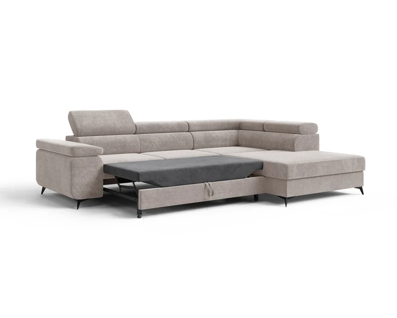 Ecksofa – Ostin – 290 cm mit Bettkasten & verstellbaren Kopfstützen