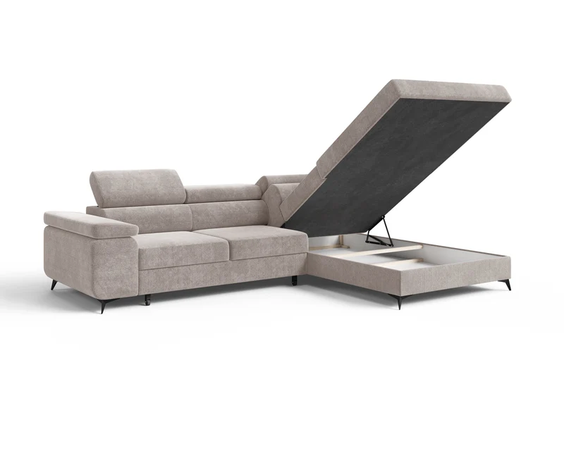 Ecksofa – Ostin – 290 cm mit Bettkasten & verstellbaren Kopfstützen