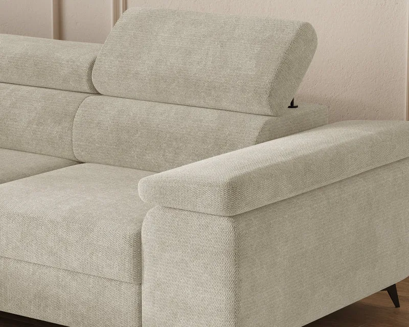 Ecksofa – Ostin – 290 cm mit Bettkasten & verstellbaren Kopfstützen
