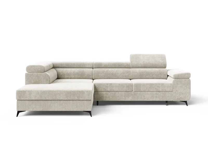 Ecksofa – Ostin – 290 cm mit Bettkasten & verstellbaren Kopfstützen