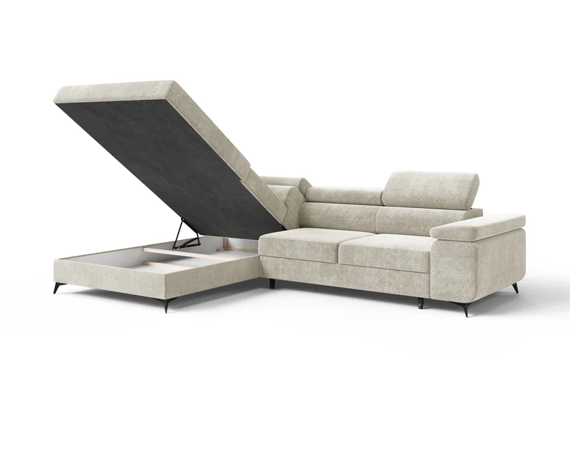 Ecksofa – Ostin – 290 cm mit Bettkasten & verstellbaren Kopfstützen