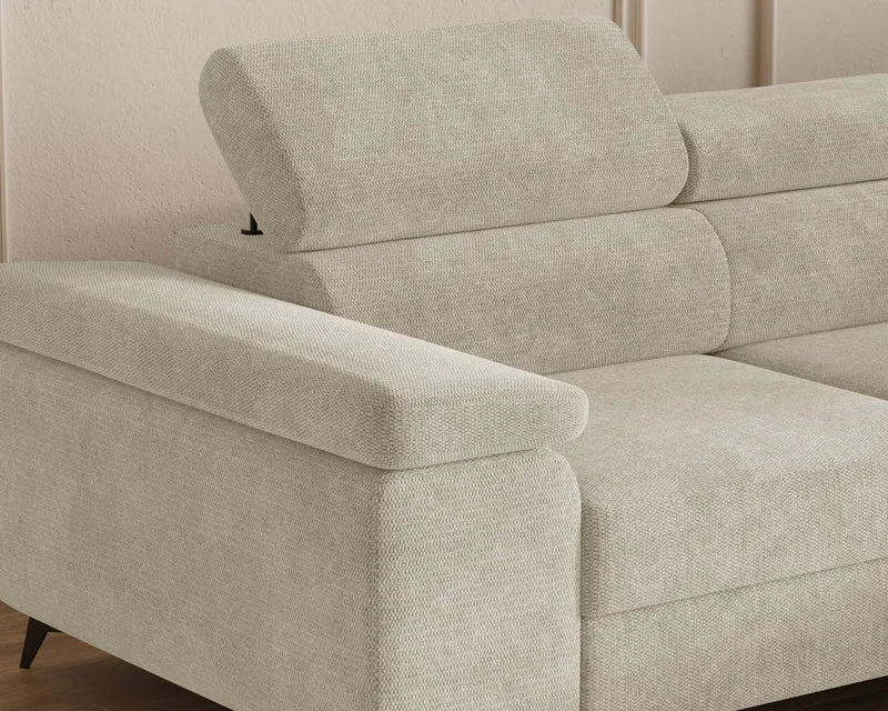 Ecksofa – Ostin – 290 cm mit Bettkasten & verstellbaren Kopfstützen