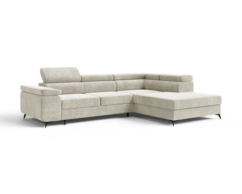 Ecksofa – Ostin – 290 cm mit Bettkasten & verstellbaren Kopfstützen