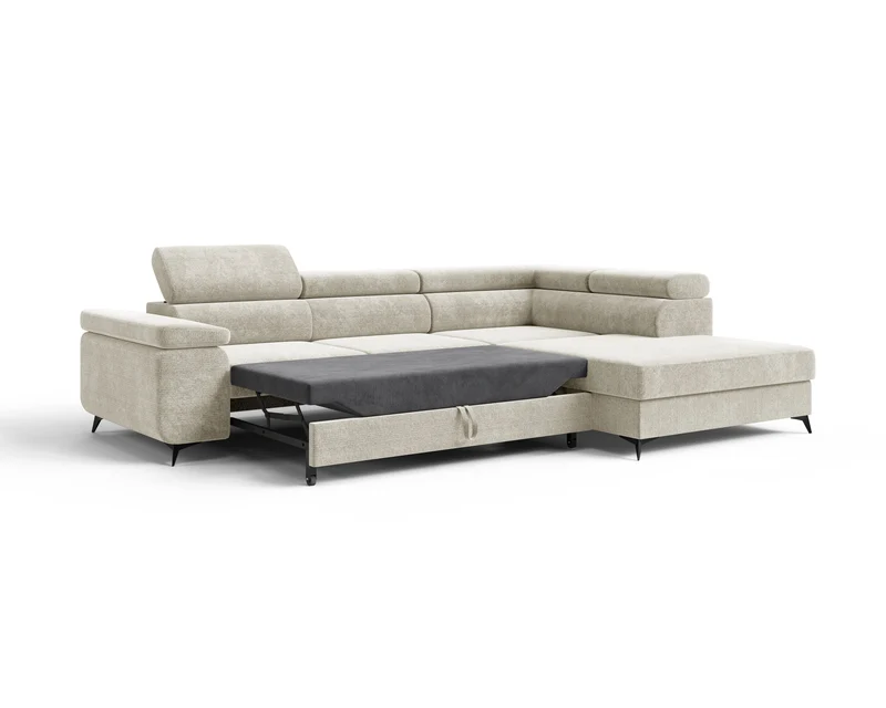 Ecksofa – Ostin – 290 cm mit Bettkasten & verstellbaren Kopfstützen