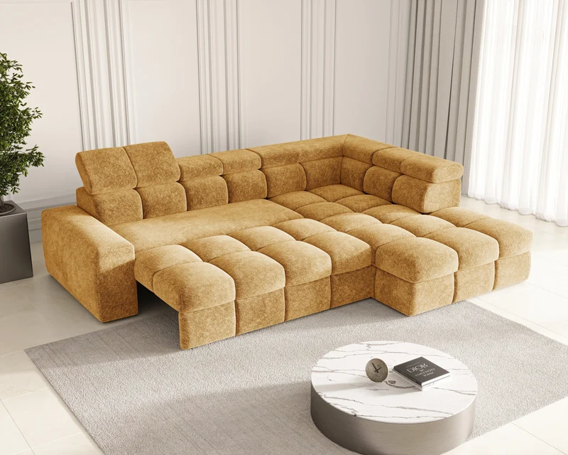 Ecksofa – Bianco – Modernes Schlafsofa 305 cm mit Bettkasten