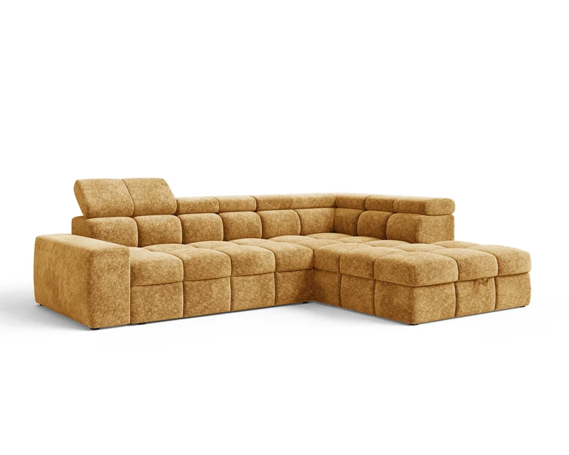 Ecksofa – Bianco – Modernes Schlafsofa 305 cm mit Bettkasten