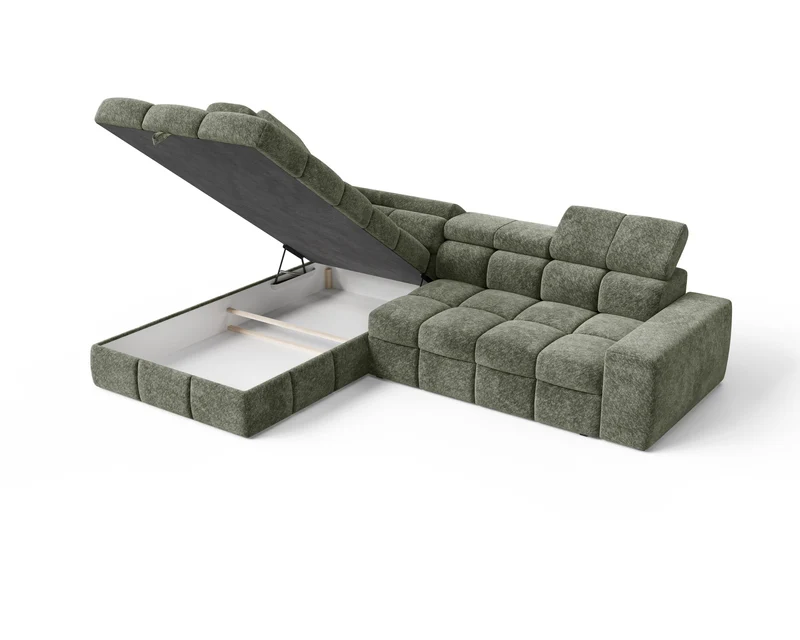 Ecksofa – Bianco – Modernes Schlafsofa 305 cm mit Bettkasten