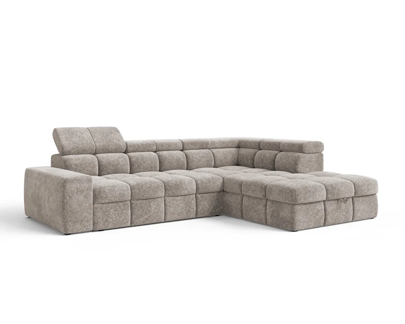 Ecksofa – Bianco – Modernes Schlafsofa 305 cm mit Bettkasten