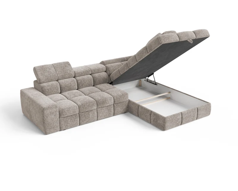 Ecksofa – Bianco – Modernes Schlafsofa 305 cm mit Bettkasten