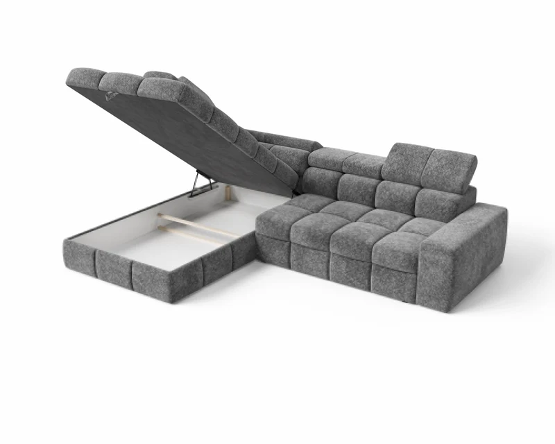 Ecksofa – Bianco – Modernes Schlafsofa 305 cm mit Bettkasten