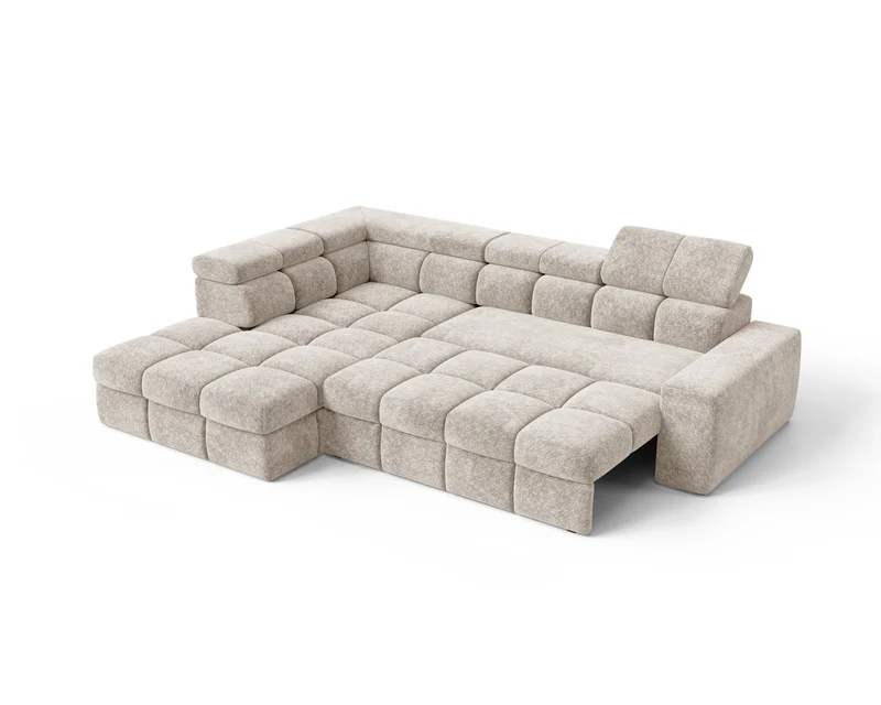 Ecksofa – Bianco – Modernes Schlafsofa 305 cm mit Bettkasten