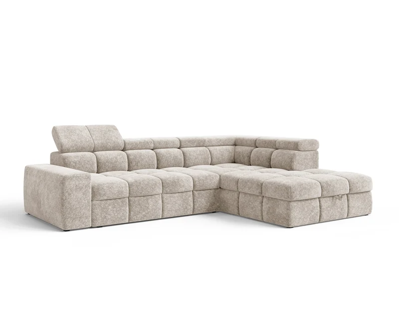 Ecksofa – Bianco – Modernes Schlafsofa 305 cm mit Bettkasten
