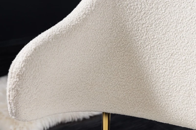 Moderner Stuhl MODA weiss Bouclé goldene Metallbeine