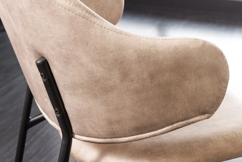 Moderner Stuhl MODA Samt champagner greige Metallbeine