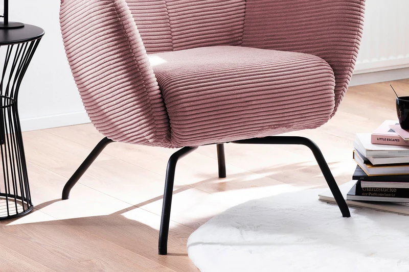 KAWOLA Sessel LOTTE Ohrensessel Cord rosa