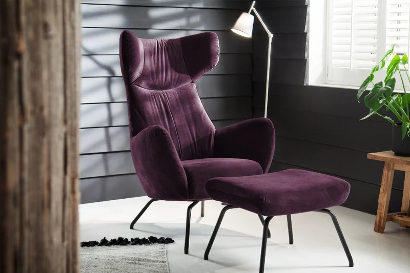 KAWOLA Hocker LOTTE Polsterhocker velvet purple