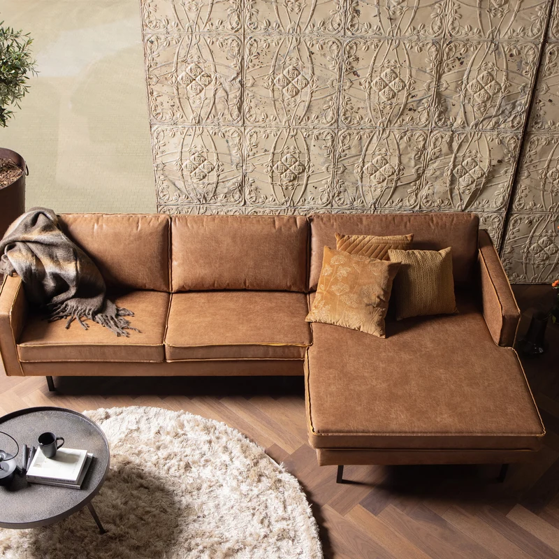 Rodeo chaise longue rechts ecoleder cognac