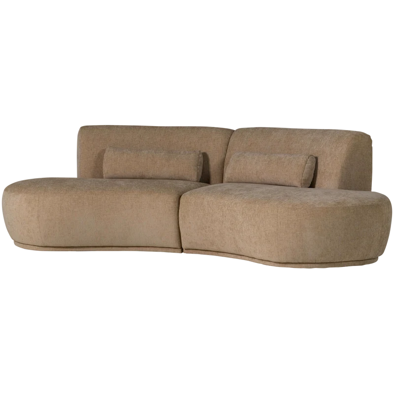 Batavier halbrundes Sofa 4-Sitzer Samt melange hellbraun